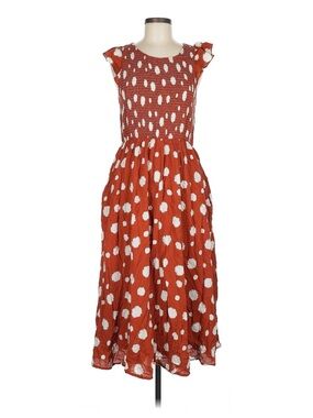 THML Rust and Cream Smocked Sleeveless Maxi. Sz M